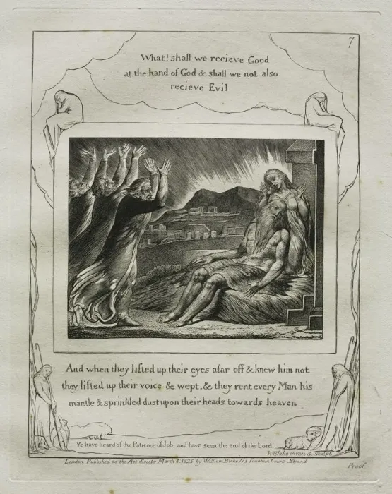 Framed Print : The Book of Job: Pl. 7, And when they lifted up their eyes afar off and knew him not Framed Print : The Book of Job: Pl. 7, And when they lifted up their eyes afar off and knew him not