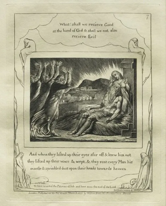Framed Print : The Book of Job: Pl. 7, And when they lifted up their eyes afar off and knew him not Framed Print : The Book of Job: Pl. 7, And when they lifted up their eyes afar off and knew him not