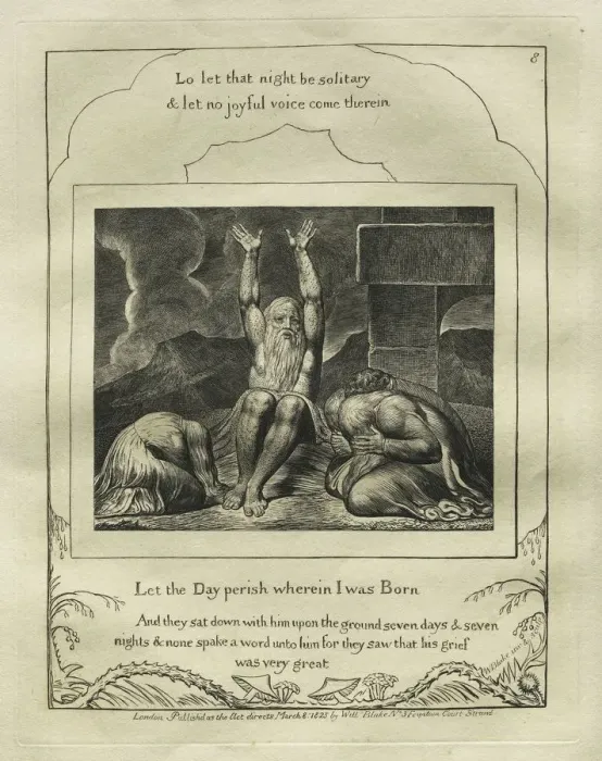 Framed Print : The Book of Job: Pl. 8, Let the Day perish wherein I was Born, 1825. Creator: William Blake Framed Print : The Book of Job: Pl. 8, Let the Day perish wherein I was Born, 1825. Creator: William Blake