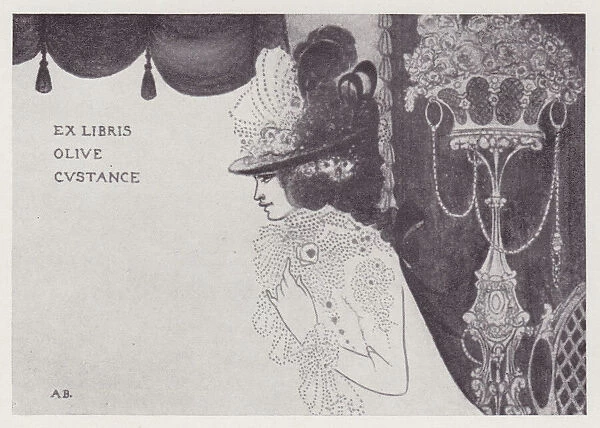 Book-Plate of Olive Custance (Lady Alfred Douglas), 1897. Creator: Aubrey Beardsley