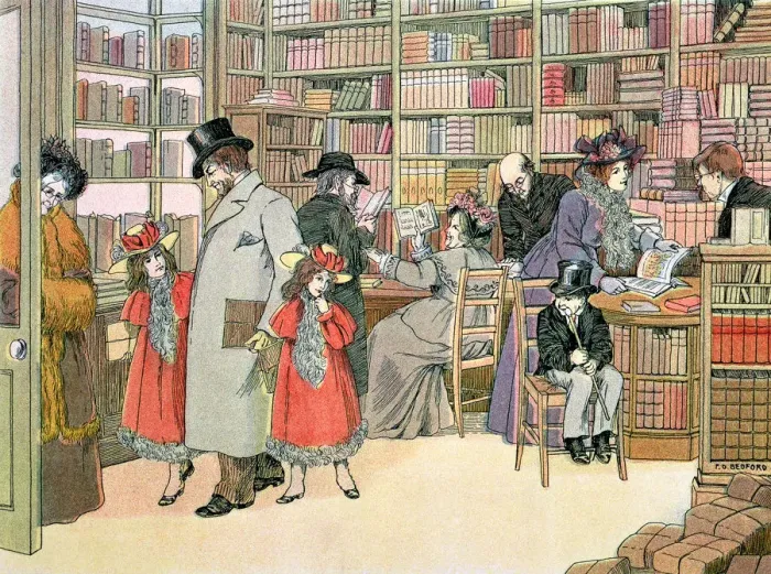Framed Print : The Book Shop, 1899. Artist: Francis Donkin Bedford Framed Print : The Book Shop, 1899. Artist: Francis Donkin Bedford
