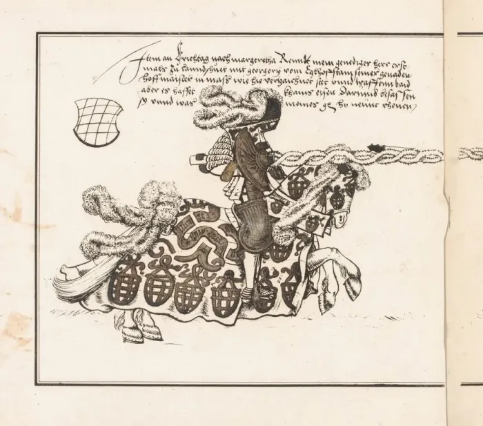 Framed Print : Book on Tournaments: Jouster Facing Right, 1817. Creator: Theobald Senefelder (German Framed Print : Book on Tournaments: Jouster Facing Right, 1817. Creator: Theobald Senefelder (German