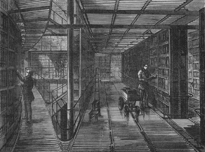 Framed Print : The bookcases at the British Museum, Bloomsbury, London, c1875 (1878) Framed Print : The bookcases at the British Museum, Bloomsbury, London, c1875 (1878)
