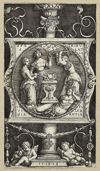 Bookplate of Willibald Pirckheimer, 1529. Creators: Master I.B. Georg Pencz