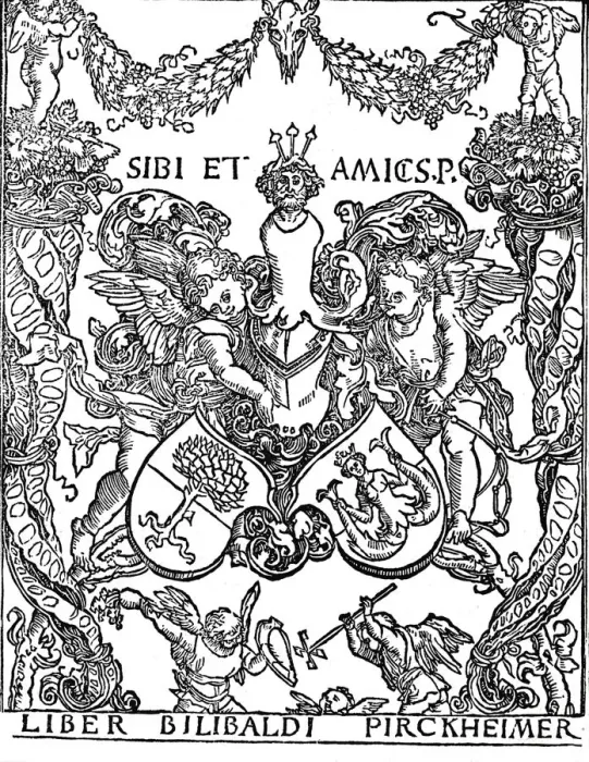 Framed Print : Bookplate of Willibald Pirkheimer, c1502-1503, (1906). Artist: Albrecht Durer Framed Print : Bookplate of Willibald Pirkheimer, c1502-1503, (1906). Artist: Albrecht Durer