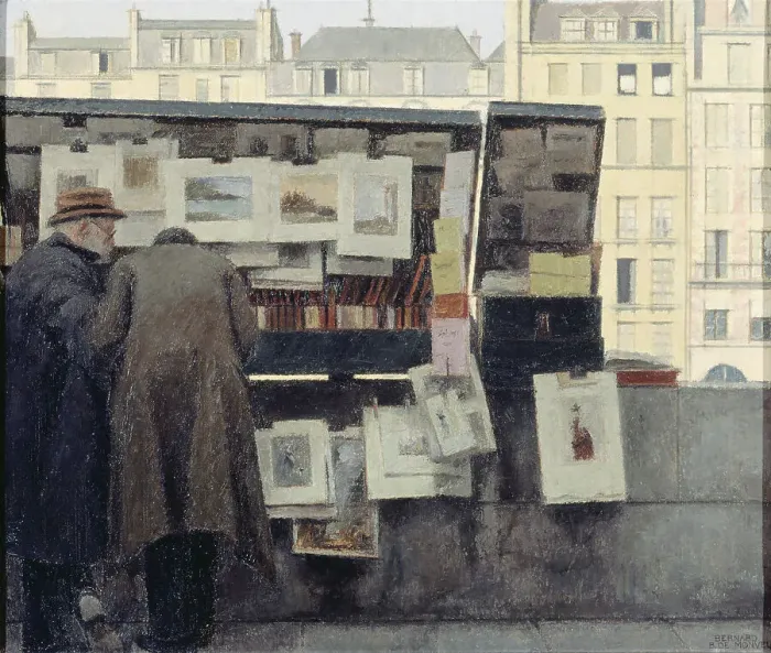 Framed Print : Bookseller on the Quai des Grands-Augustins, c1949. Creator: Bernard Boutet de Monvel