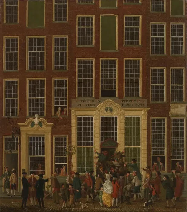 Framed Print : The Bookshop and Lottery Agency of Jan de Groot in the Kalverstraat in Amsterdam, 1779. Creator: Isaak Ouwater Framed Print : The Bookshop and Lottery Agency of Jan de Groot in the Kalverstraat in Amsterdam, 1779. Creator: Isaak Ouwater