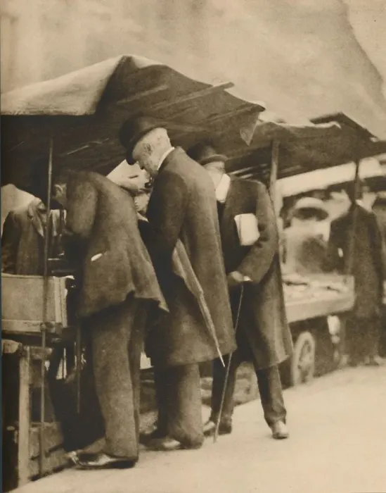 Framed Print : At One of the Bookstalls of the Farringdon Road Market, c1935. Creator: Walter Benington Framed Print : At One of the Bookstalls of the Farringdon Road Market, c1935. Creator: Walter Benington