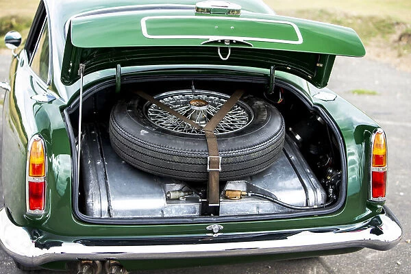 Boot and spare wheel of a 1961 Aston Martin DB4 GT previously owned by Donald Campbell
