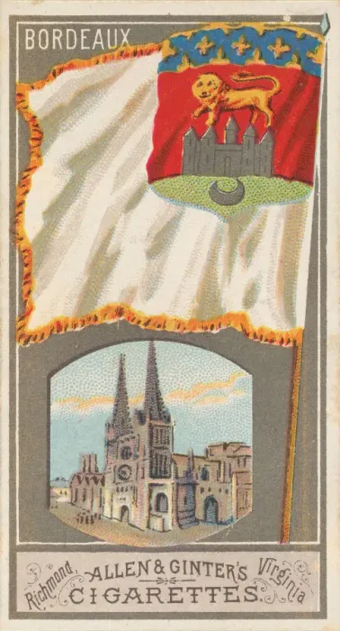Framed Print : Bordeaux, from the City Flags series (N6) for Allen & Ginter Cigarettes Brands, 1887 Framed Print : Bordeaux, from the City Flags series (N6) for Allen & Ginter Cigarettes Brands, 1887