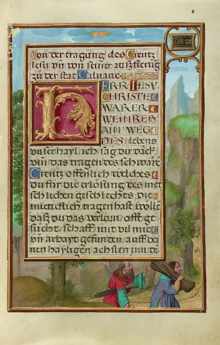 Framed Print : Border with Abraham and Isaac; Prayer Book of Cardinal Albrecht of Brandenburg, about 1525-1530. Creator: Simon Bening Framed Print : Border with Abraham and Isaac; Prayer Book of Cardinal Albrecht of Brandenburg, about 1525-1530. Creator: Simon Bening