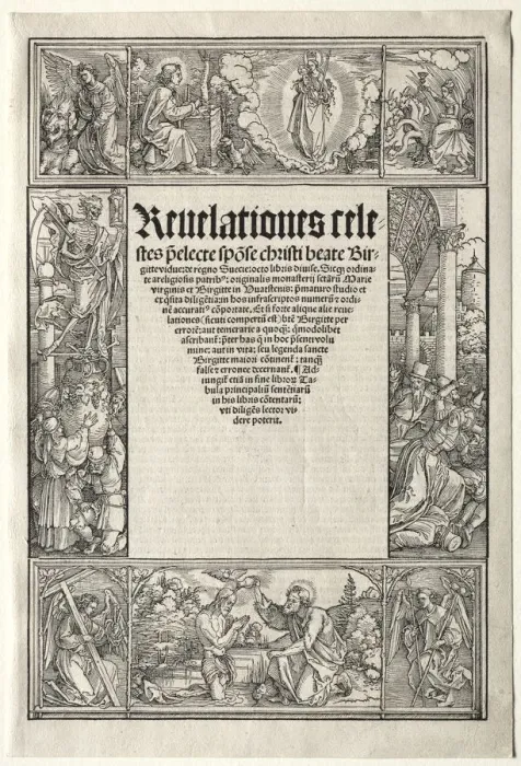 Framed Print : Border - with The Baptism of Christ. Creator: Albrecht Dürer (German, 1471-1528), school of Framed Print : Border - with The Baptism of Christ. Creator: Albrecht Dürer (German, 1471-1528), school of