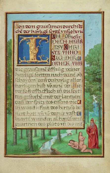 Framed Print : Border with the Creation of Eve; Prayer Book of Cardinal Albrecht of Brandenburg, about 1525-1530. Creator: Simon Bening Framed Print : Border with the Creation of Eve; Prayer Book of Cardinal Albrecht of Brandenburg, about 1525-1530. Creator: Simon Bening