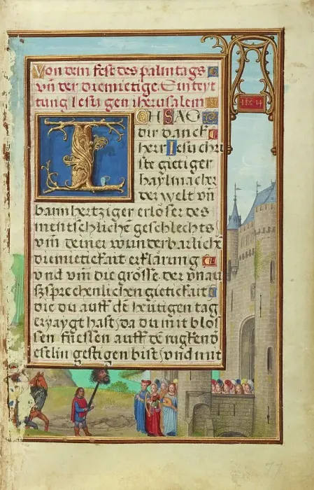 Framed Print : Border with David's Return with Goliath's Head, about 1525-1530. Creator: Simon Bening Framed Print : Border with David's Return with Goliath's Head, about 1525-1530. Creator: Simon Bening