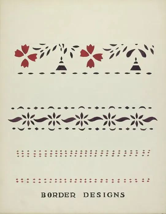 Framed Print : Border Designs From Proposed Portfolio Maine Wall Stencils, 1935 / 1942. Creator: Mildred E Bent. Border Designs From Proposed Portfolio Maine Wall Stencils, 1935 / 1942. Creator: Mildred E Bent Framed Print : Border Designs From Proposed Portfolio Maine Wall Stencils, 1935 / 1942. Creator: Mildred E Bent. Border Designs From Proposed Portfolio Maine Wall Stencils, 1935 / 1942. Creator: Mildred E Bent