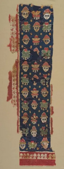 Framed Print : Border of Heads and Palmettes from a Large Hanging, 500s. Creator: Unknown Framed Print : Border of Heads and Palmettes from a Large Hanging, 500s. Creator: Unknown