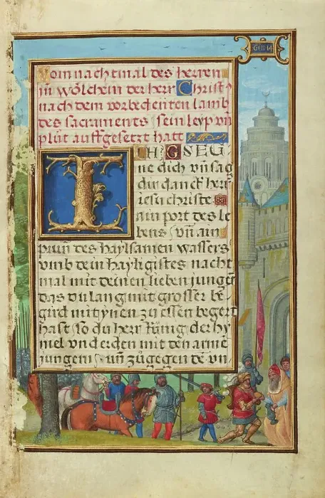 Framed Print : Border with the Meeting of Abraham and Melchizedek, about 1525-1530. Creator: Simon Bening Framed Print : Border with the Meeting of Abraham and Melchizedek, about 1525-1530. Creator: Simon Bening