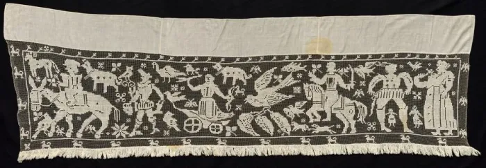 Framed Print : Border with Mounted and Standing Figures, Chariots, and Animals, 19th century. Creator: Unknown Framed Print : Border with Mounted and Standing Figures, Chariots, and Animals, 19th century. Creator: Unknown