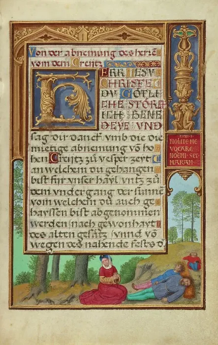 Framed Print : Border with Naomi Grieving the Loss of Her Family, about 1525-1530. Creator: Simon Bening Framed Print : Border with Naomi Grieving the Loss of Her Family, about 1525-1530. Creator: Simon Bening