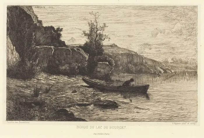 Framed Print : Bords du lac du Bourget, 1866. Creator: Adolphe Appian Framed Print : Bords du lac du Bourget, 1866. Creator: Adolphe Appian