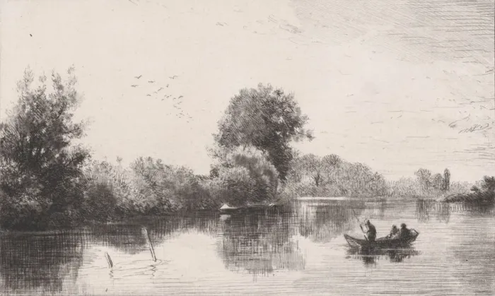 Framed Print : Bords de la Marne, ca. 1862. Creator: Charles Emile Jacque Framed Print : Bords de la Marne, ca. 1862. Creator: Charles Emile Jacque