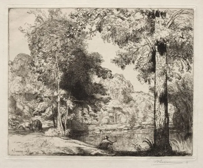 Framed Print : Bords de la Vie, 1908. Creator: Auguste Louis Lepere (French, 1849-1918) Framed Print : Bords de la Vie, 1908. Creator: Auguste Louis Lepere (French, 1849-1918)