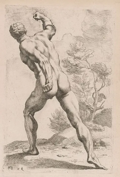 Framed Print : The Borghese Gladiator, back view [plate 29], 1638. Creator: François Perrier