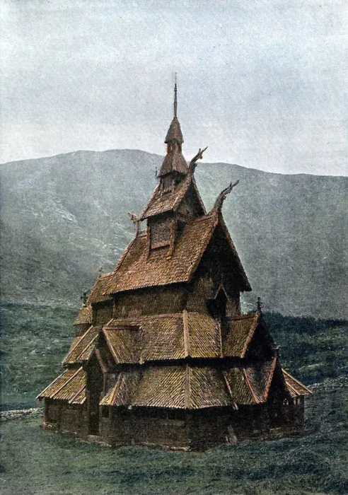 Framed Print : Borgund stave church, Sogn og Fjordane, Norway, c1890. Artist: L Boulanger Framed Print : Borgund stave church, Sogn og Fjordane, Norway, c1890. Artist: L Boulanger