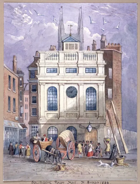 Framed Print : Borough High Street, Southwark, London, 1833. Artist: H Brown Framed Print : Borough High Street, Southwark, London, 1833. Artist: H Brown