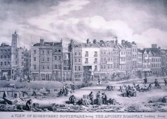 Framed Print : Borough High Street, Southwark, London, 1830. Artist: George Scharf Framed Print : Borough High Street, Southwark, London, 1830. Artist: George Scharf