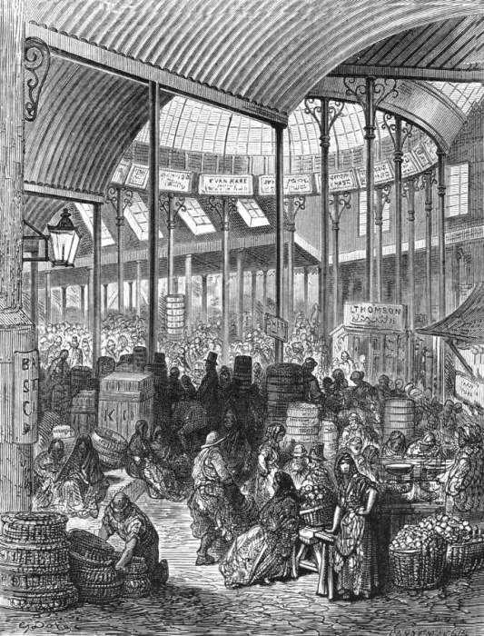 Framed Print : Borough Market, 1872. Creator: Gustave Doré Framed Print : Borough Market, 1872. Creator: Gustave Doré