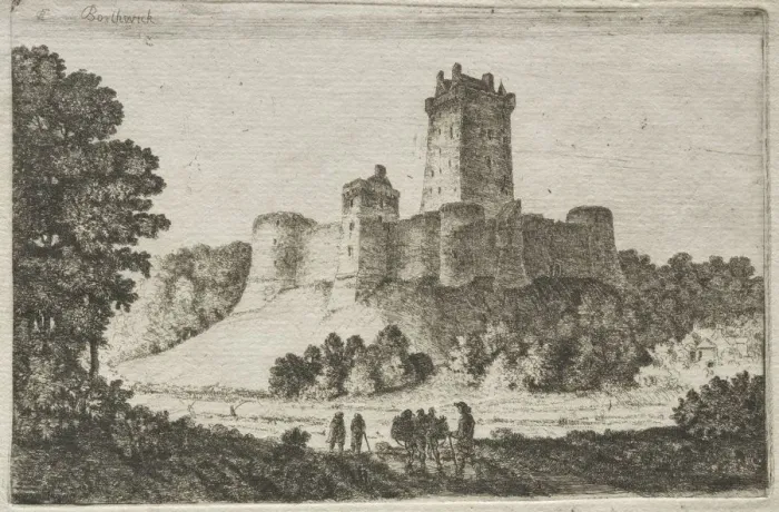 Framed Print : Borthwick Castle from the East. Creator: John Clerk of Eldin (British, 1728-1812) Framed Print : Borthwick Castle from the East. Creator: John Clerk of Eldin (British, 1728-1812)