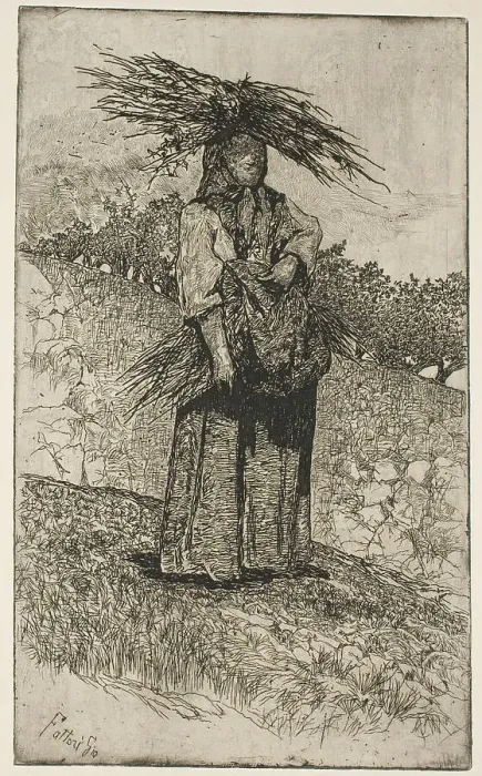 Framed Print : Boscaiola, n.d. Creator: Giovanni Fattori Framed Print : Boscaiola, n.d. Creator: Giovanni Fattori