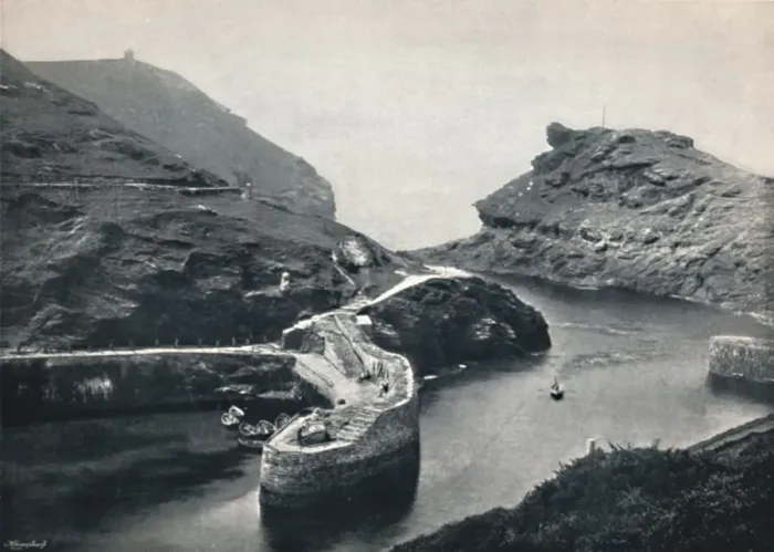 Framed Print : Boscastle - View of the Harbour, 1895 Framed Print : Boscastle - View of the Harbour, 1895