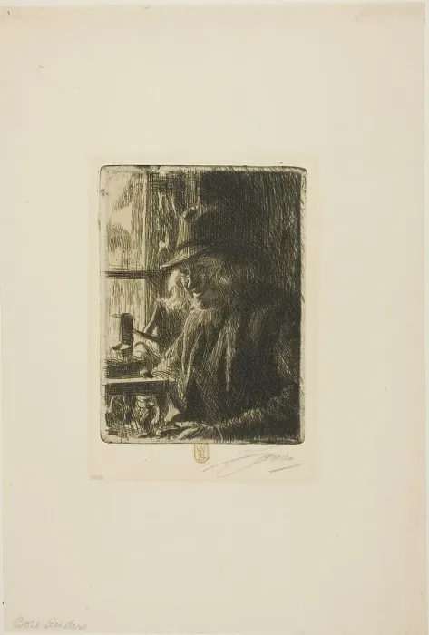 Framed Print : Bosl Anders, Clockmaker at Mora, 1907. Creator: Anders Leonard Zorn Framed Print : Bosl Anders, Clockmaker at Mora, 1907. Creator: Anders Leonard Zorn