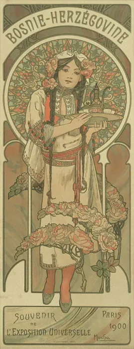 Framed Print : Bosnie-Herzégovine. L'exposition universelle, Paris, 1900, 1900. Creator: Mucha, Alfons Marie (1860-1939) Framed Print : Bosnie-Herzégovine. L'exposition universelle, Paris, 1900, 1900. Creator: Mucha, Alfons Marie (1860-1939)