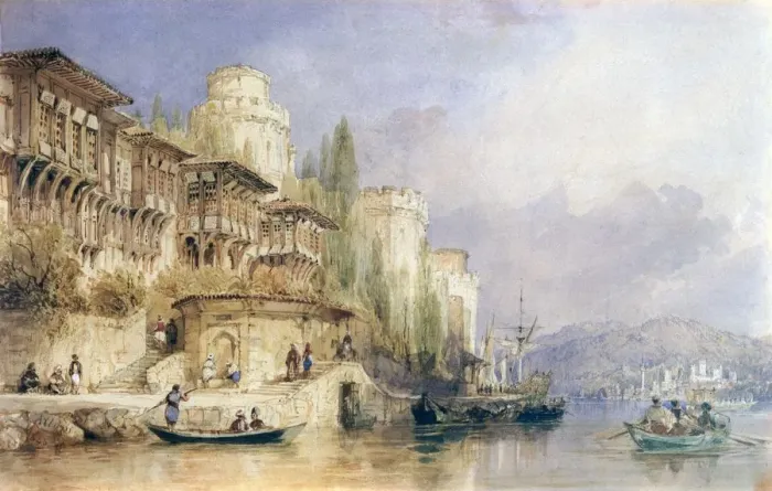 Framed Print : The Bosphorus, with the Castles of Europe and Asia, 1846. Creator: Thomas Allom (1804-72) Framed Print : The Bosphorus, with the Castles of Europe and Asia, 1846. Creator: Thomas Allom (1804-72)
