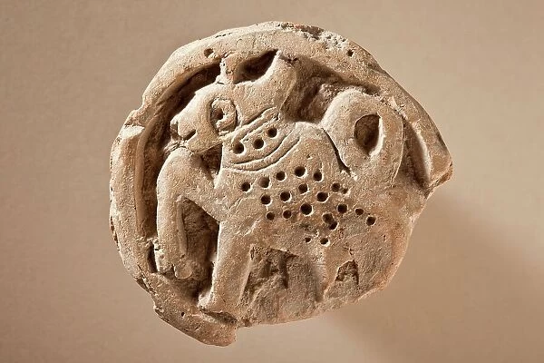 Boss with Feline (Possibly a Leopard) within a Roundel, 6th-8th century. Creator: Unknown