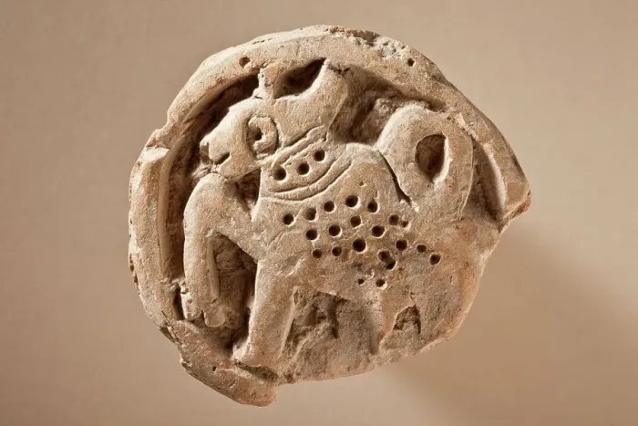 Framed Print : Boss with Feline (Possibly a Leopard) within a Roundel, 6th-8th century. Creator: Unknown Framed Print : Boss with Feline (Possibly a Leopard) within a Roundel, 6th-8th century. Creator: Unknown