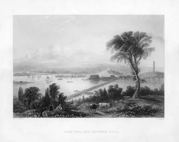 Framed Print : Boston, and Bunker Hill, c1820Artist: C Cousen Framed Print : Boston, and Bunker Hill, c1820Artist: C Cousen