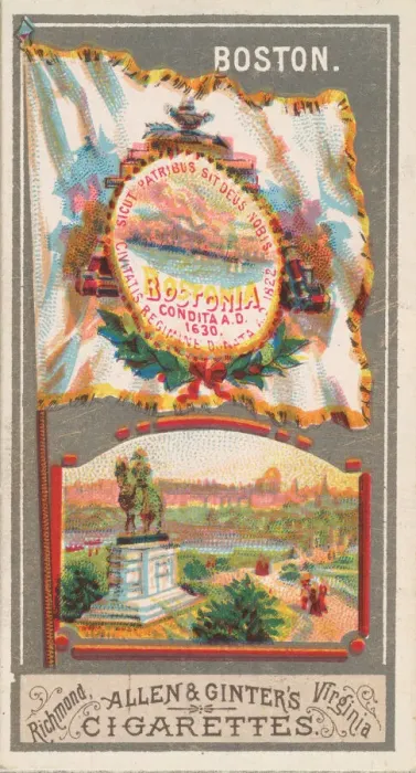 Framed Print : Boston, from the City Flags series (N6) for Allen & Ginter Cigarettes Brands, 1887 Framed Print : Boston, from the City Flags series (N6) for Allen & Ginter Cigarettes Brands, 1887