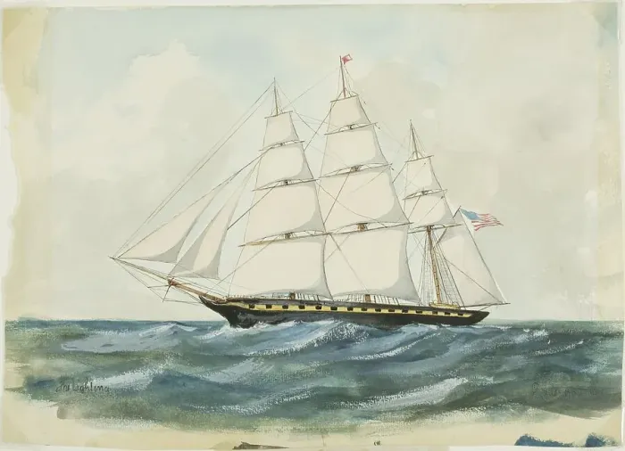 Framed Print : The Boston Clipper, Lightning, 1854. Creator: P Giles Framed Print : The Boston Clipper, Lightning, 1854. Creator: P Giles