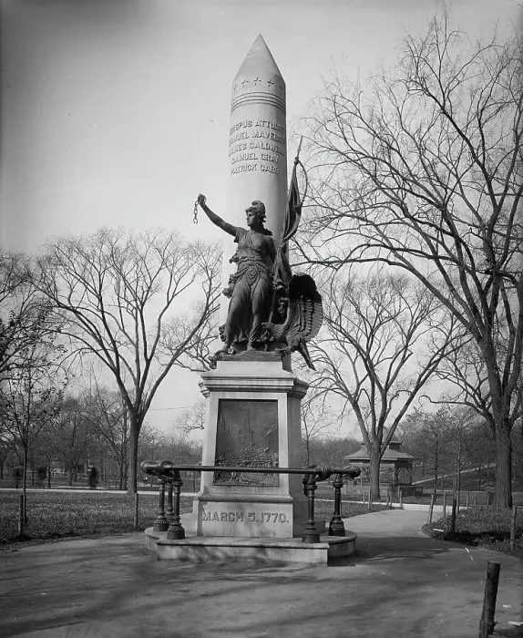 Framed Print : Boston, Mass. Boston Massacre Monument, between 1890 and 1906. Creator: Unknown Framed Print : Boston, Mass. Boston Massacre Monument, between 1890 and 1906. Creator: Unknown