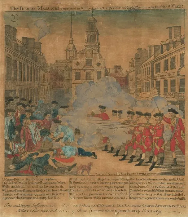 Framed Print : The Boston Massacre, 1770. Creator: Paul Revere