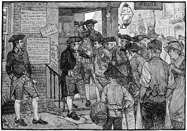 Boston mob attempting to force government Stamp Officer to resign, c1773