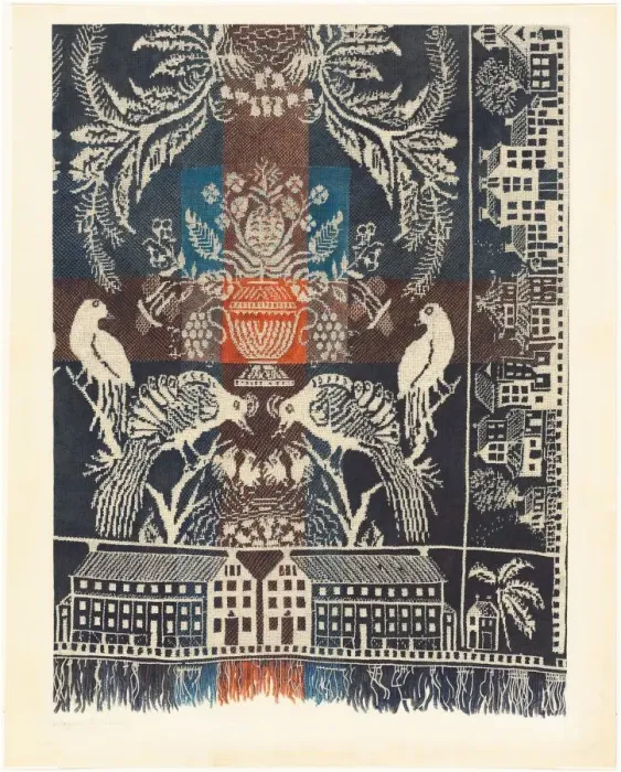 Framed Print : Boston Town Coverlet, 1935 / 1942. Creator: Magnus S. Fossum Framed Print : Boston Town Coverlet, 1935 / 1942. Creator: Magnus S. Fossum