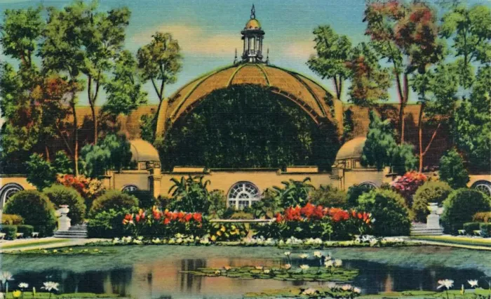 Framed Print : Botanical Building and Lagoon. San Diego, California, c1941 Framed Print : Botanical Building and Lagoon. San Diego, California, c1941