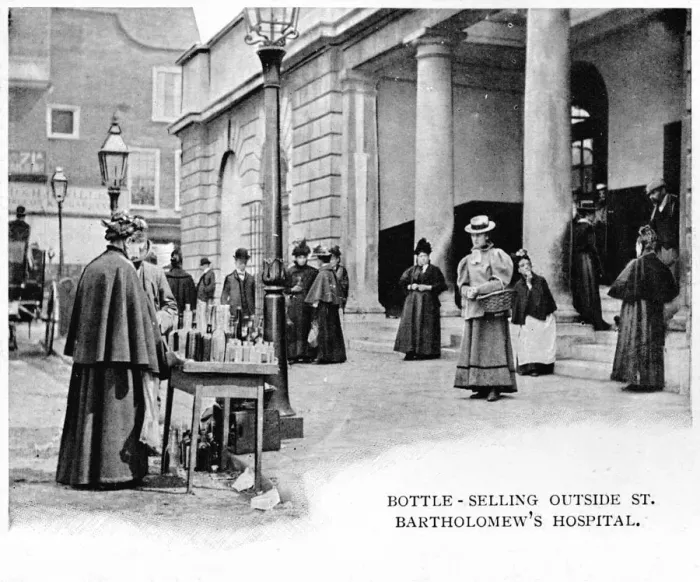 Framed Print : Bottle selling outside St Bartholomews Hospital, London, c1903 (1903) Framed Print : Bottle selling outside St Bartholomews Hospital, London, c1903 (1903)