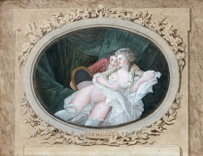 Framed Print : Boudoir scene. Creator: Mallet, Jean-Baptiste (1759-1835)