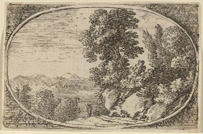 Framed Print : The Boulder Crowned with Trees. Creator: Herman van Swanevelt Framed Print : The Boulder Crowned with Trees. Creator: Herman van Swanevelt
